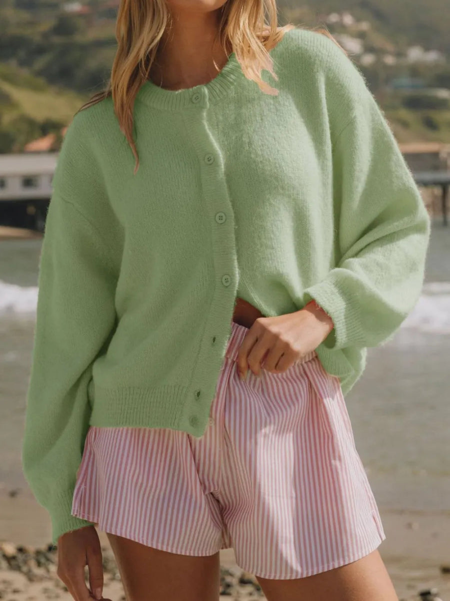 Button Down Long Sleeve Cardigan - Necessary Clothing