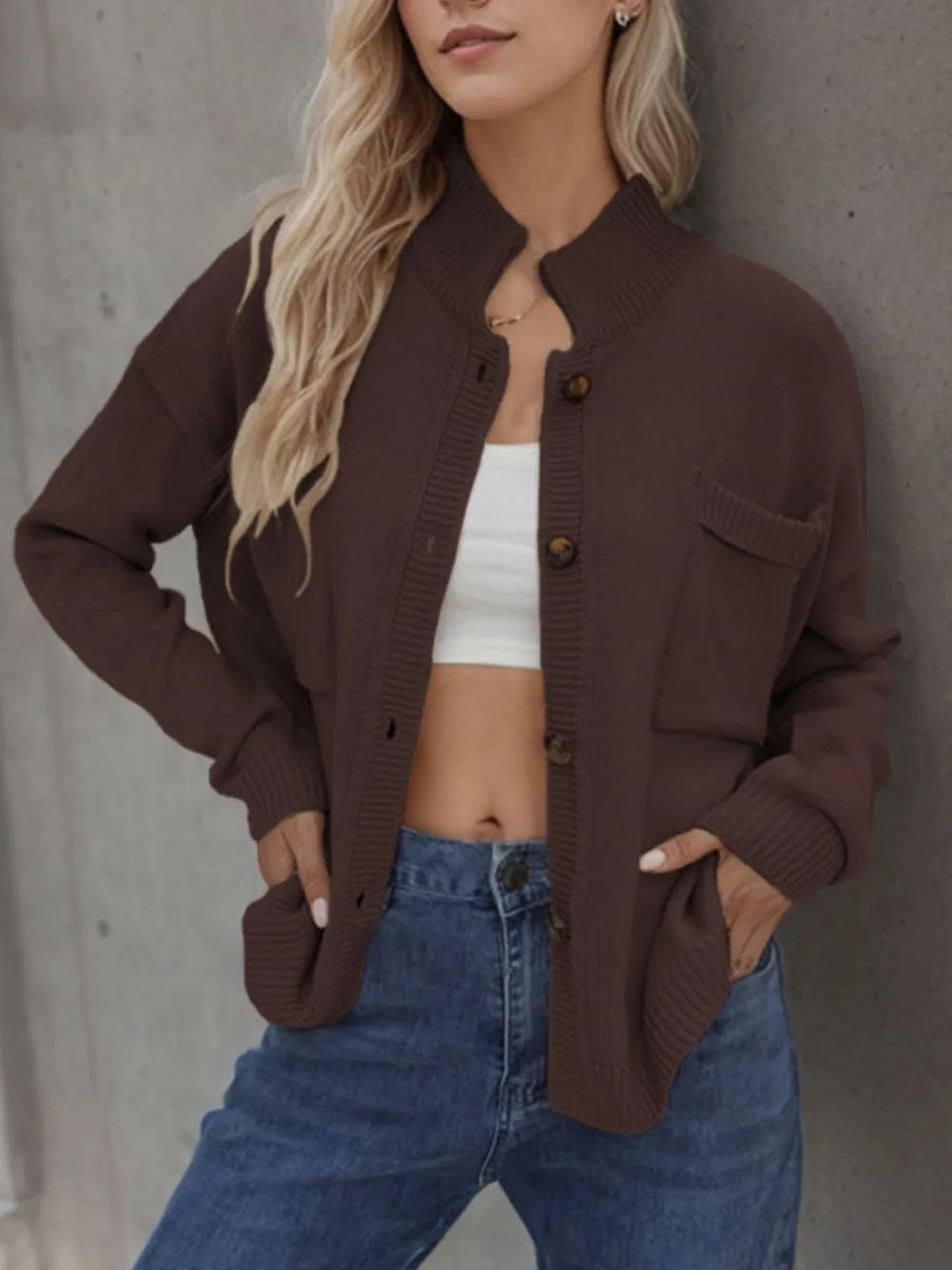 Button Up Long Sleeve Cardigan - Necessary Clothing