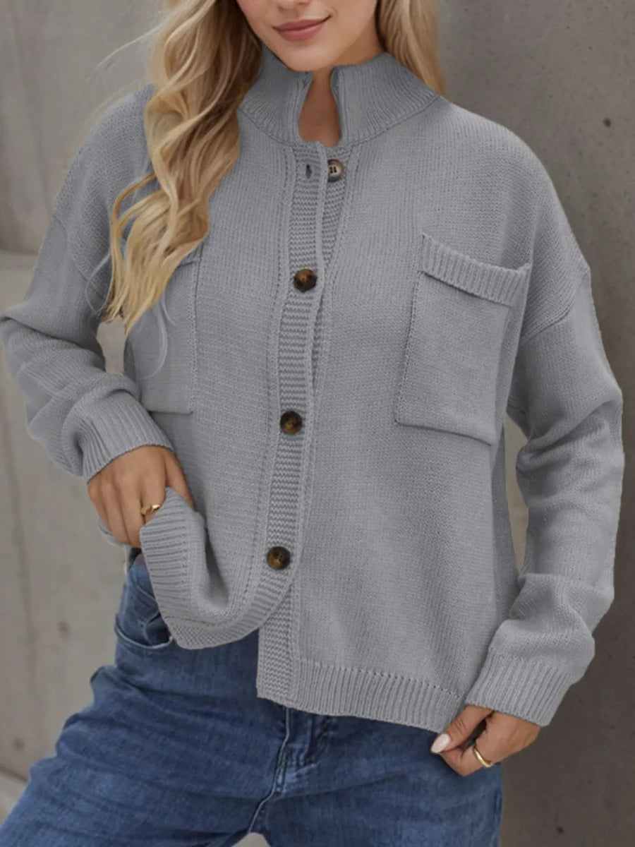 Button Up Long Sleeve Cardigan - Necessary Clothing