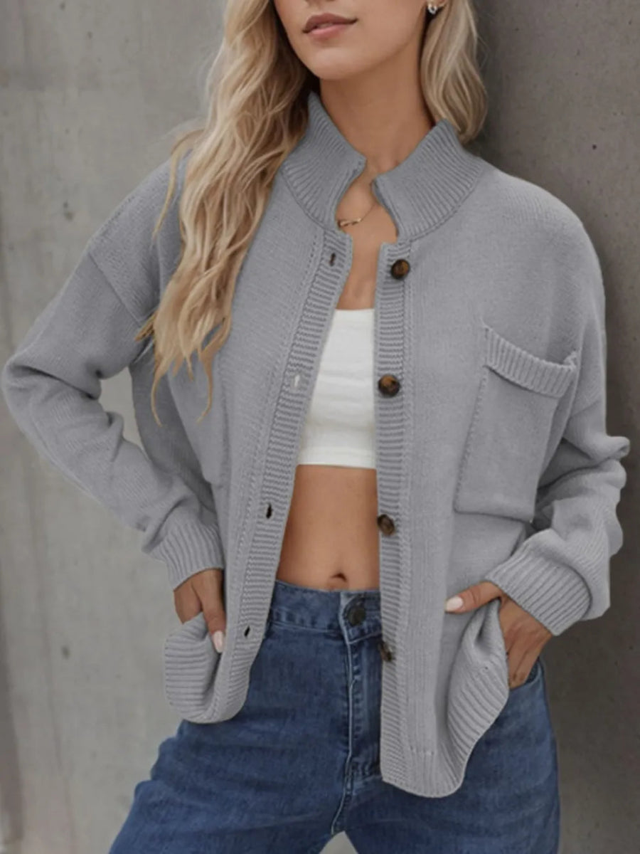 Button Up Long Sleeve Cardigan - Necessary Clothing