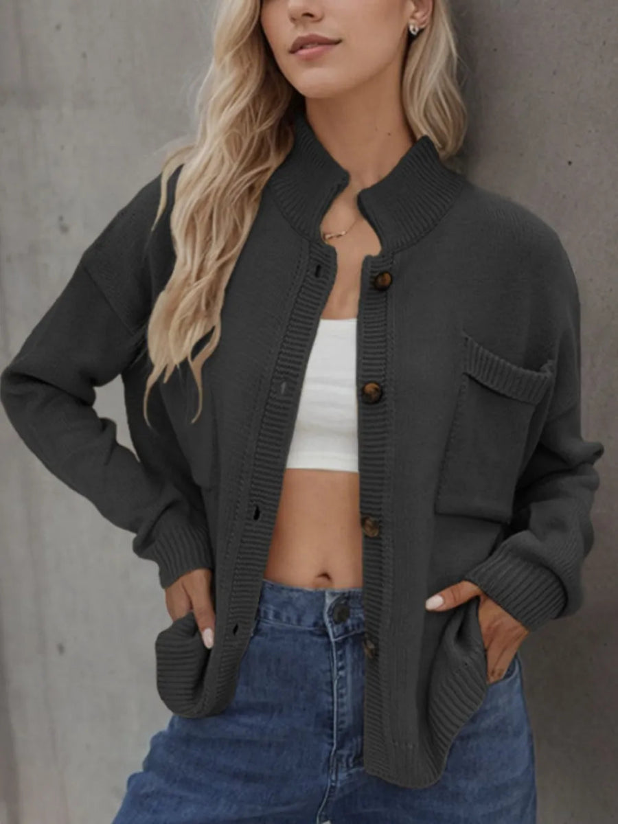 Button Up Long Sleeve Cardigan - Necessary Clothing