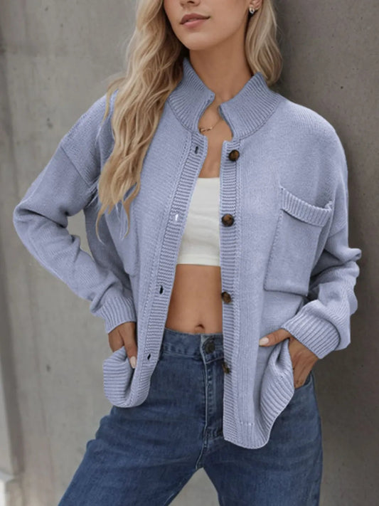 Button Up Long Sleeve Cardigan - Necessary Clothing