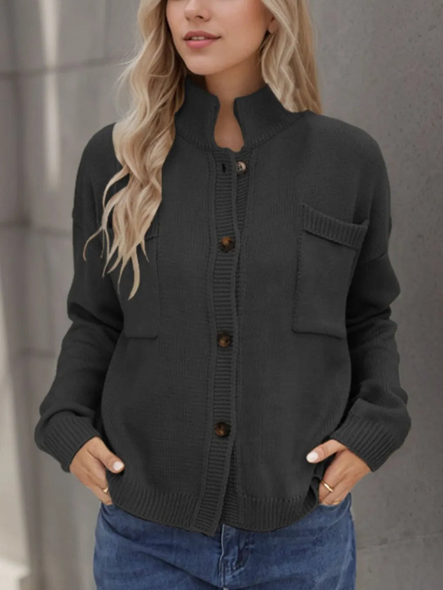 Button Up Long Sleeve Cardigan - Necessary Clothing