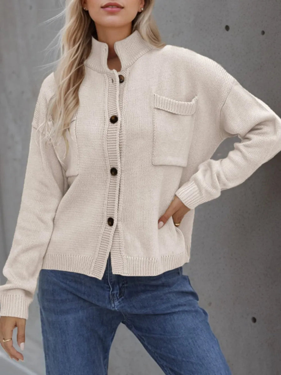 Button Up Long Sleeve Cardigan - Necessary Clothing