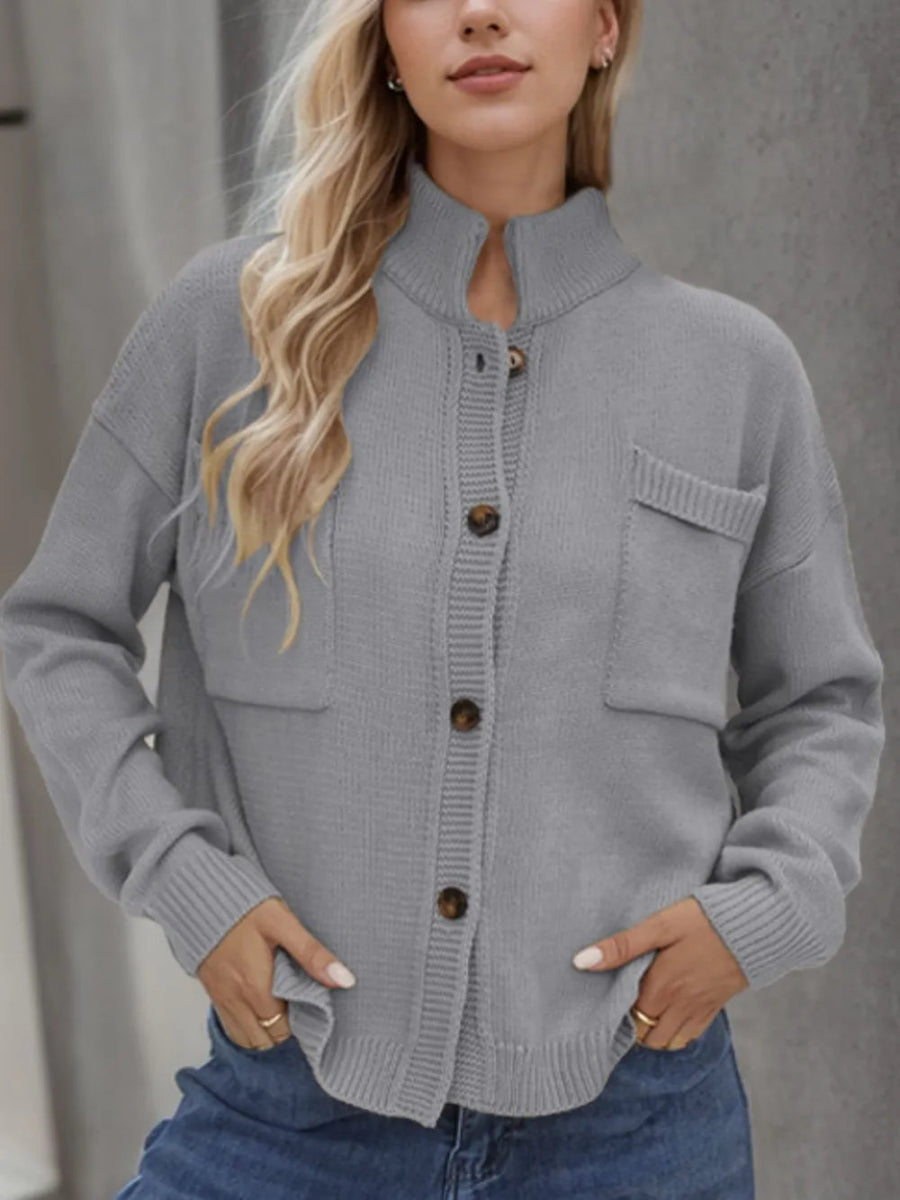 Button Up Long Sleeve Cardigan - Necessary Clothing