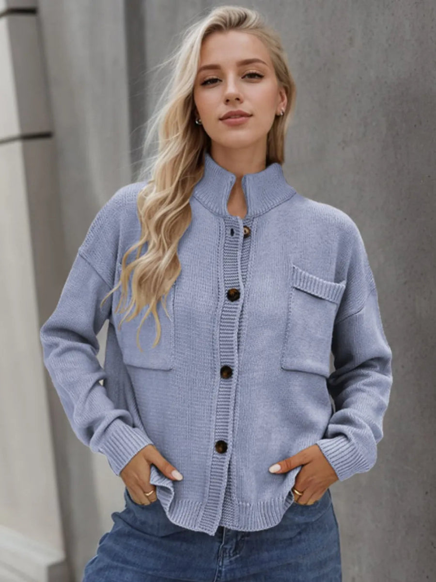 Button Up Long Sleeve Cardigan - Necessary Clothing