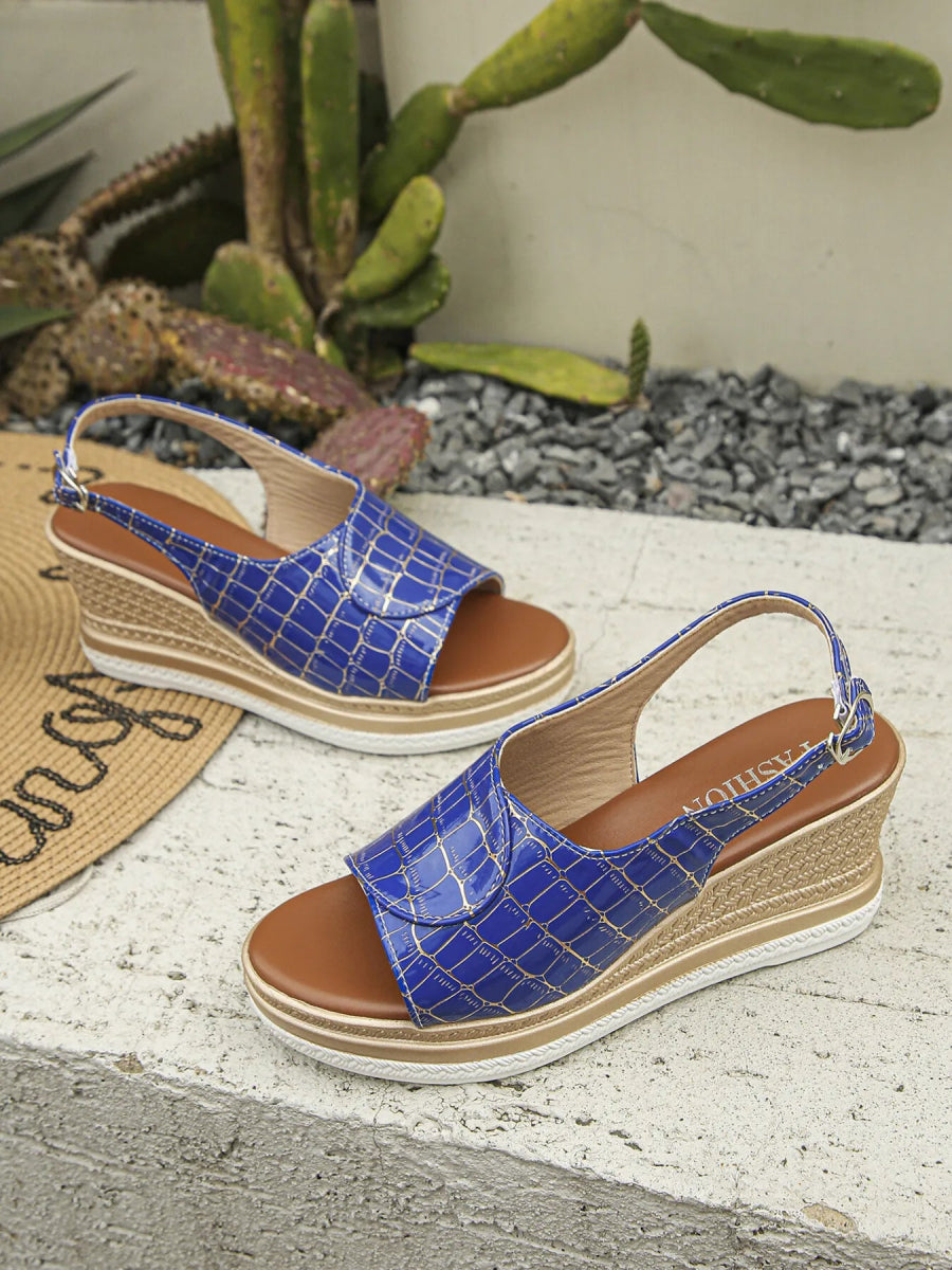 Crocodile Pattern Platform Wedge Sandals - Necessary Clothing