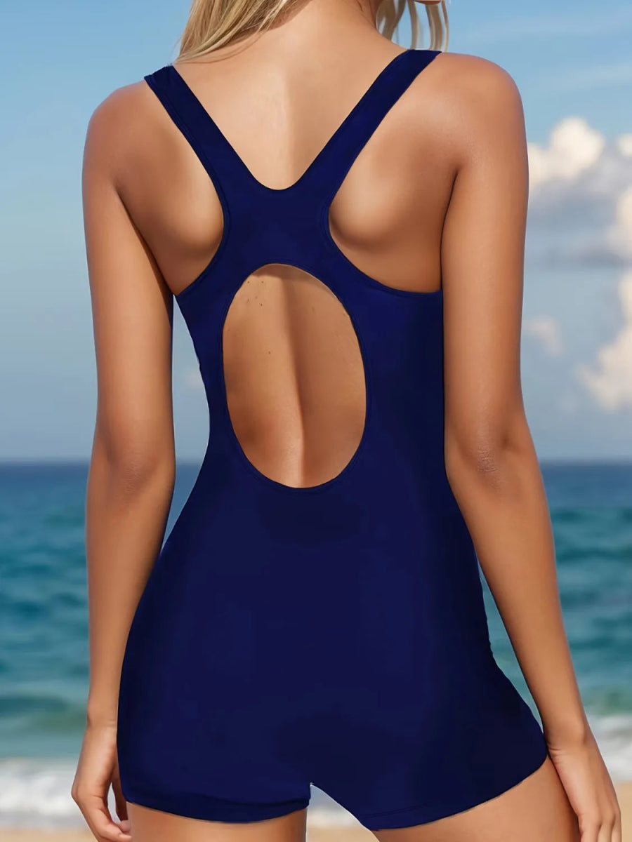 Cutout Back Wide Strap One - Piece Swimwear - Necessary Clothing