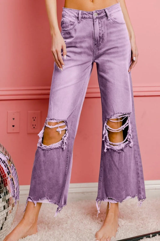 Distressed Vintage Washed Wide Leg Pants - Necessary Clothing