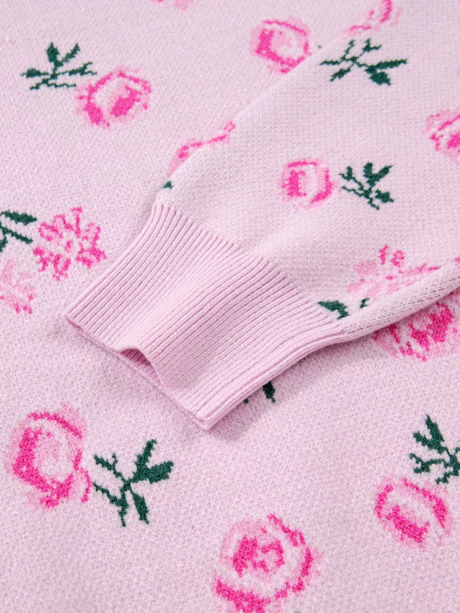 Floral Drop Shoulder Cropped Sweater - Necessary Clothing