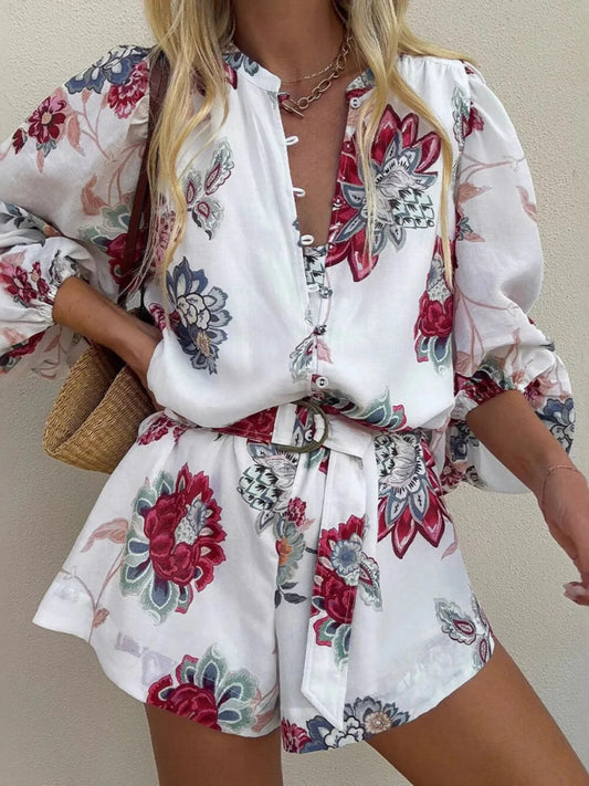 Floral Print Long Sleeve Romper - Necessary Clothing