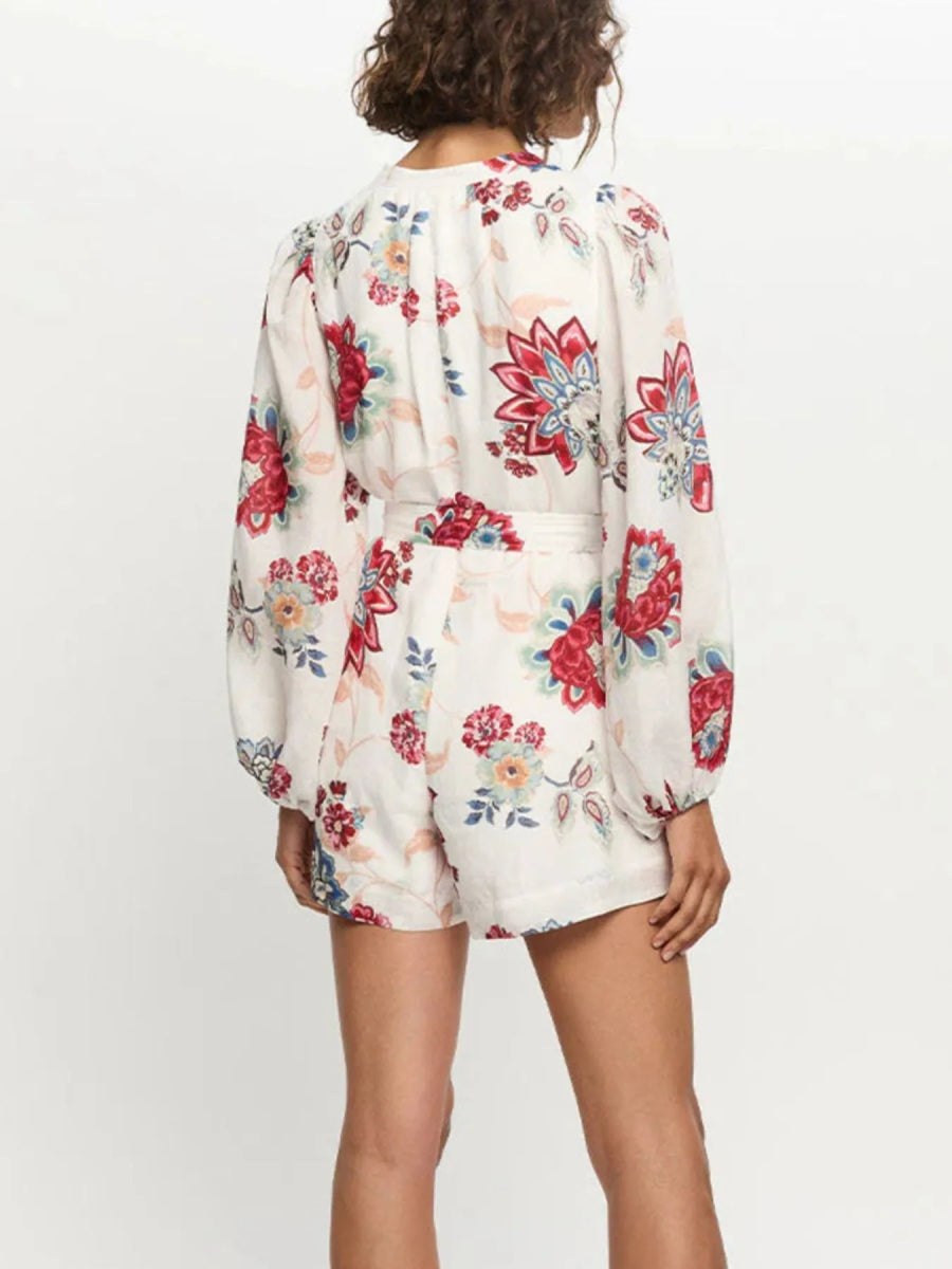 Floral Print Long Sleeve Romper - Necessary Clothing