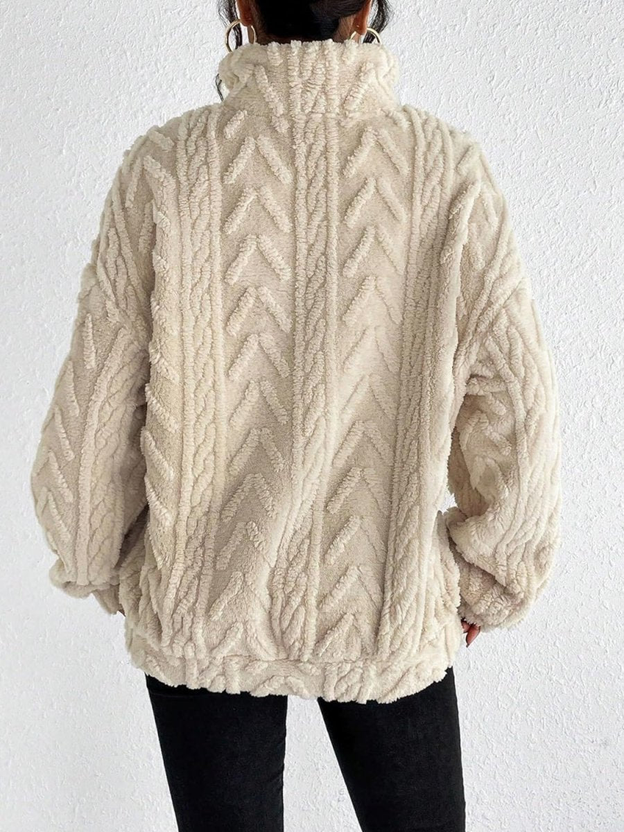 Fuzzy Quarter Zip Long Sleeve Sweatshirt - Necessary Clothing