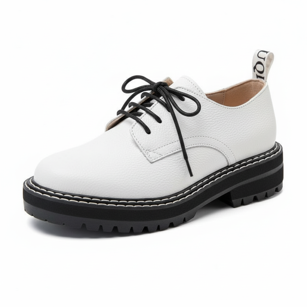 Genuine Leather Wild Thick British Style Oxford Student Shoes - Necessary Clothing