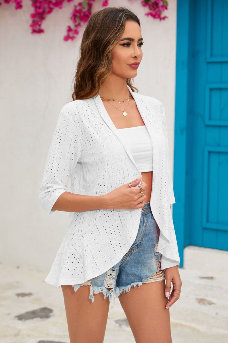 Half Sleeve Open Front Cardigan - Necessary Clothing