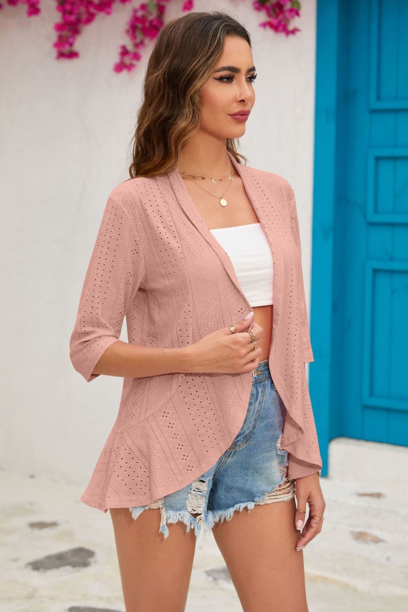 Half Sleeve Open Front Cardigan - Necessary Clothing