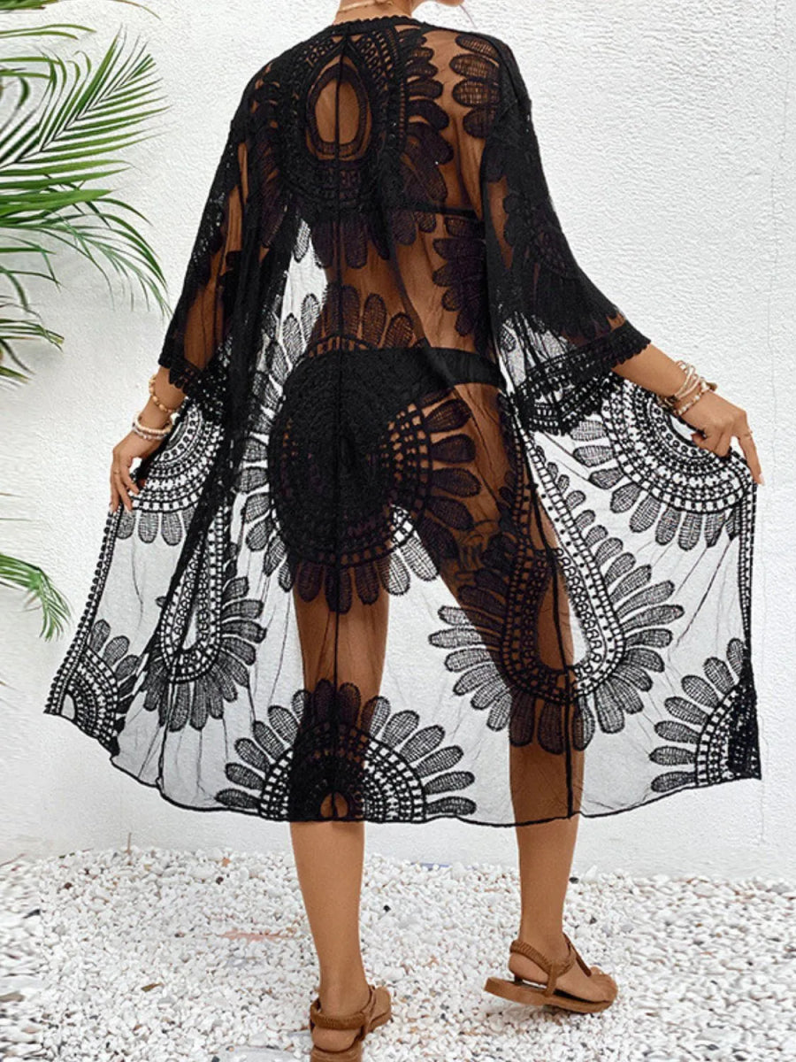 Lace Open Front Longline Cover - Up - Necessary Clothing