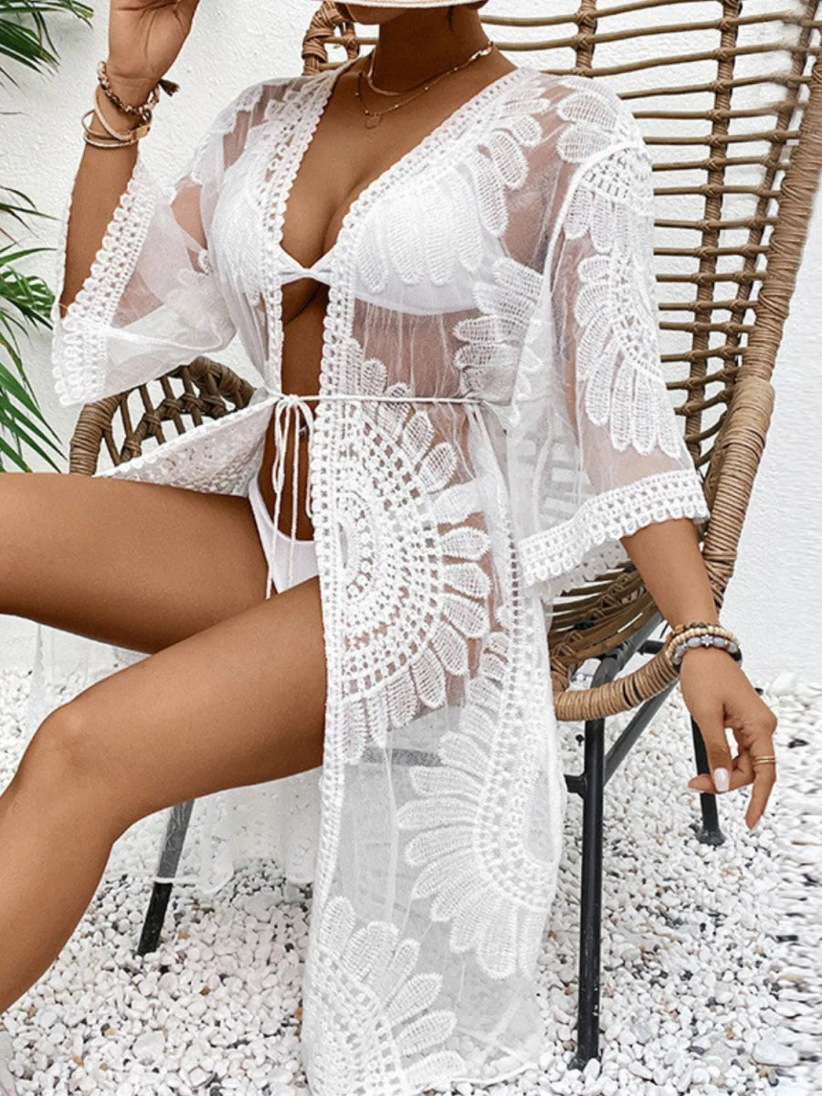Lace Open Front Longline Cover - Up - Necessary Clothing