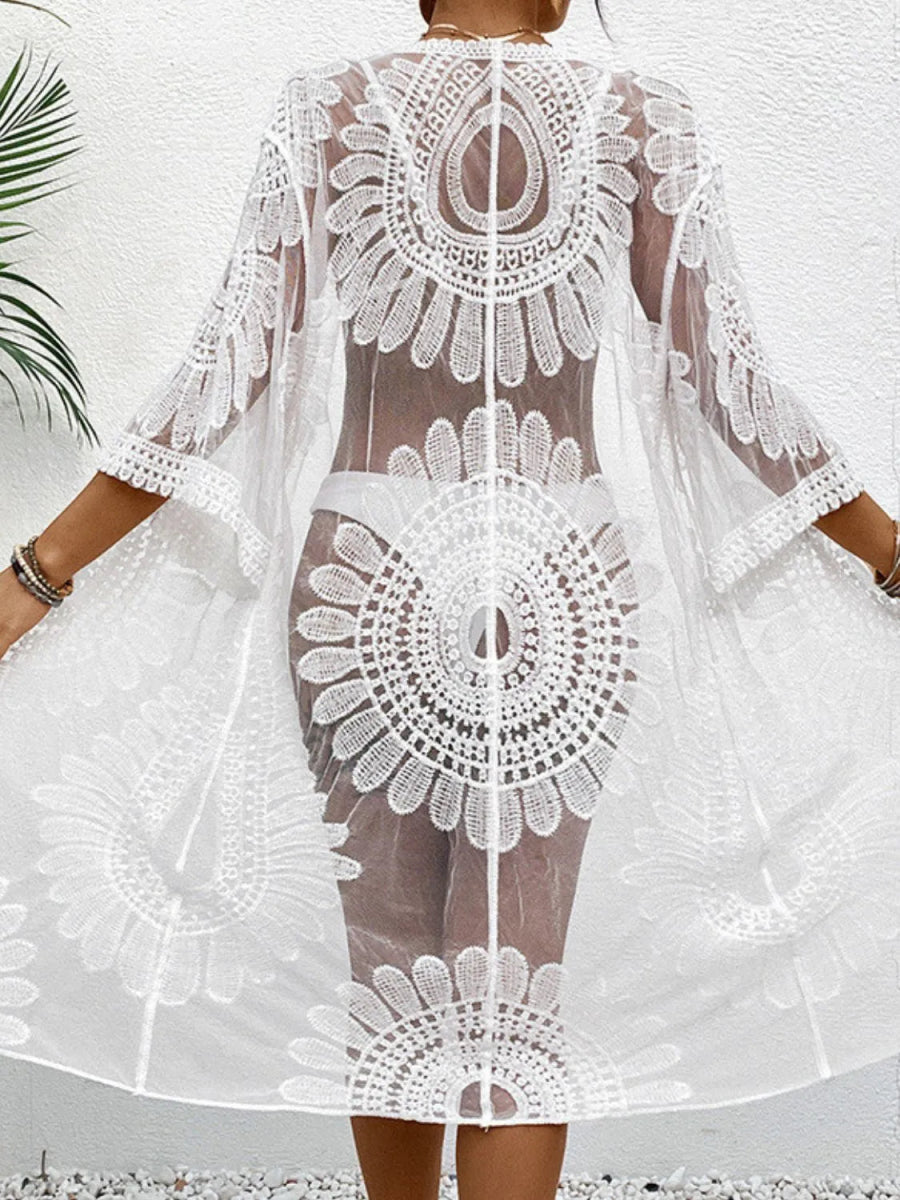 Lace Open Front Longline Cover - Up - Necessary Clothing