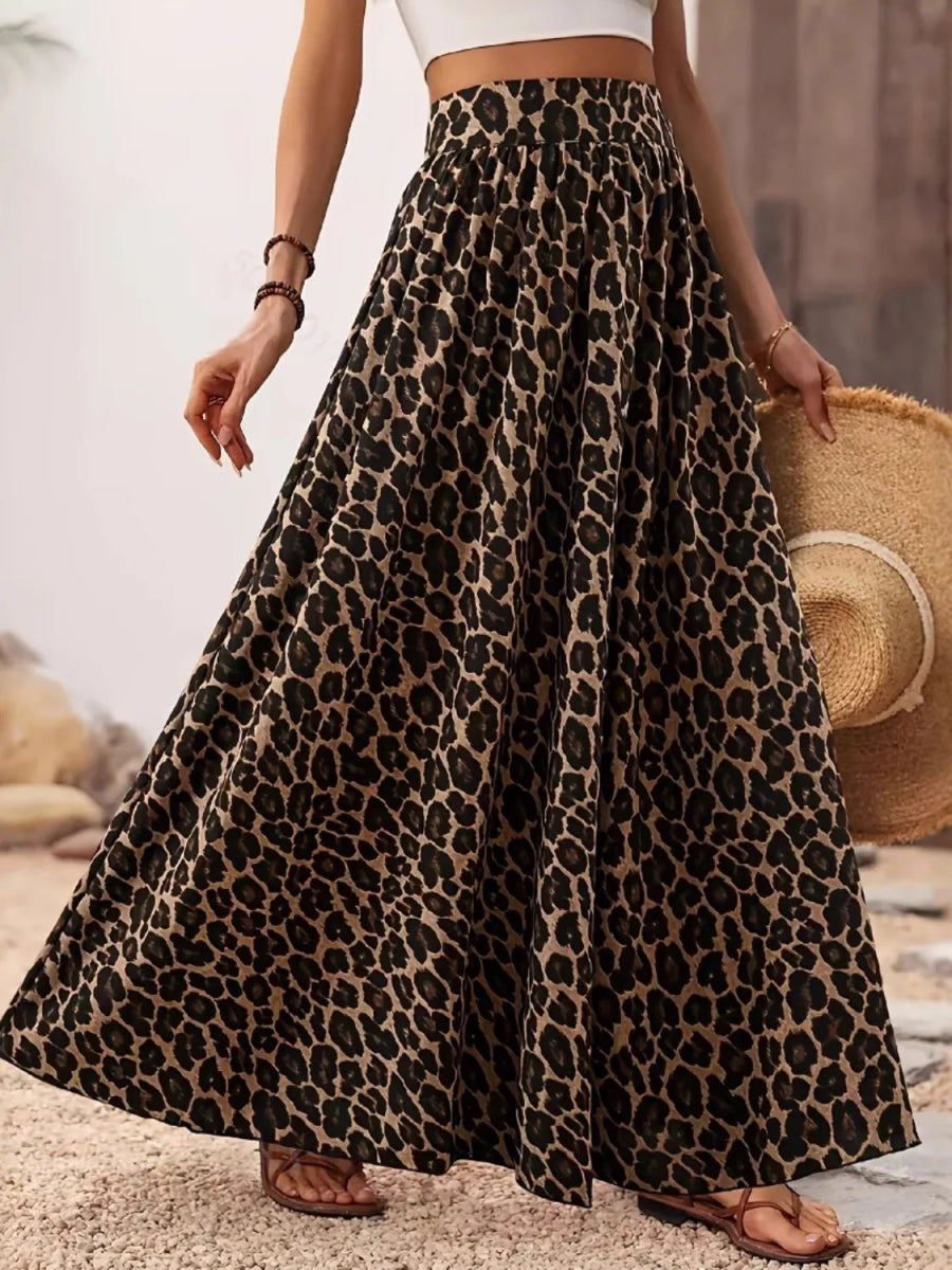 Women's Leopard Print Maxi Skirt: Stylish Outfit - Necessary Clothing