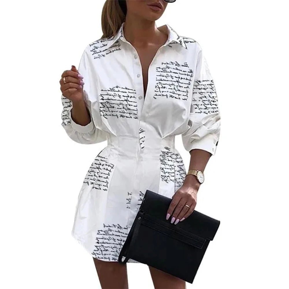 Long Sleeve Deep V Shirt Dress - Necessary Clothing