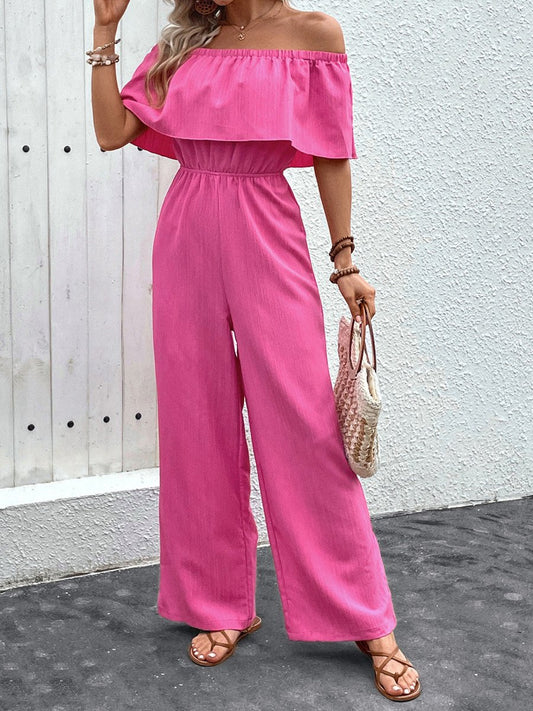 Off - Shoulder Wide Leg Jumpsuit - Necessary Clothing