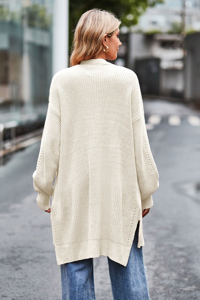 Open Front Dropped Shoulder Longline Cardigan - Necessary Clothing