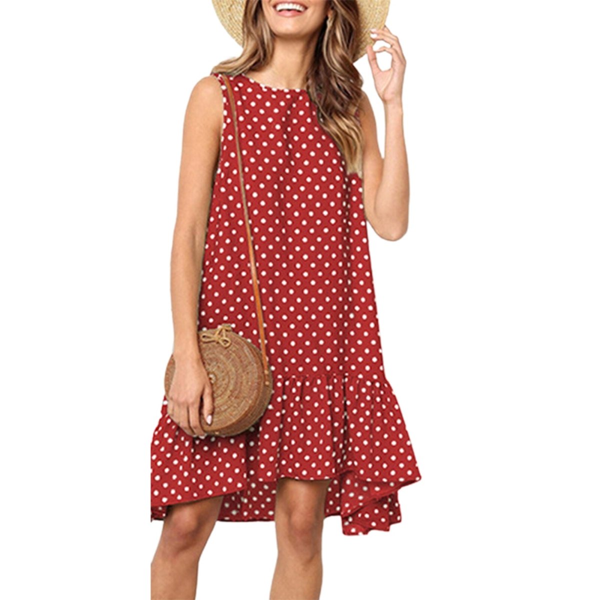 Polka Dot Chiffon Sleeveless Mini Dress - Necessary Clothing