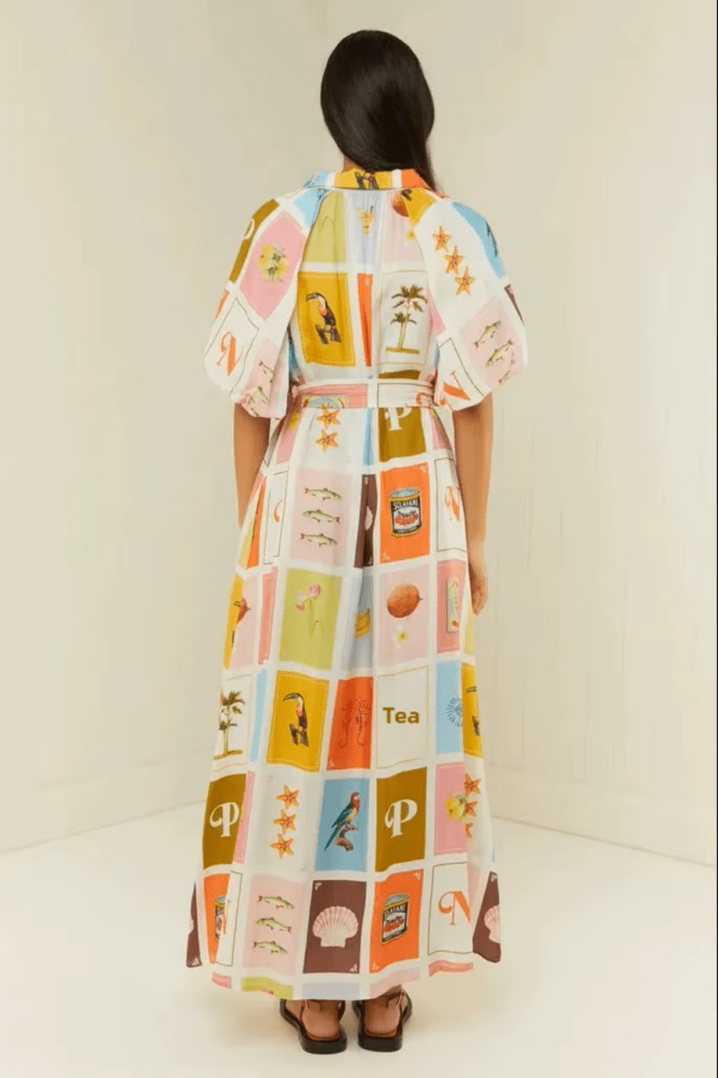 Printed Short Sleeve Dress - Necessary Clothing