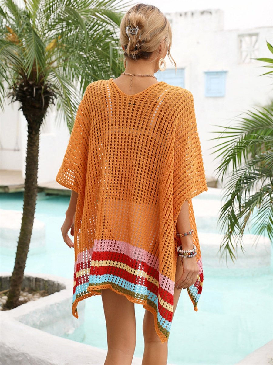 Slit Openwork V - Neck Half Sleeve Cover - Up - Necessary Clothing