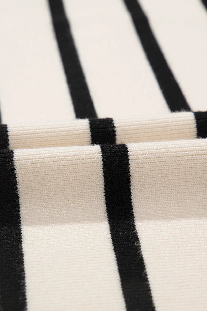 Striped Button Up Round Neck Cardigan - Necessary Clothing