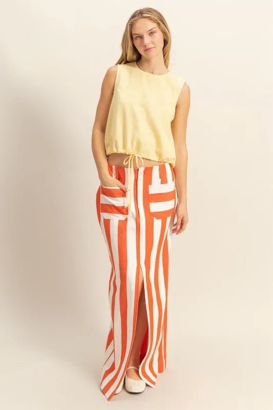 Striped Pocket Detail Maxi Skirt - Necessary Clothing