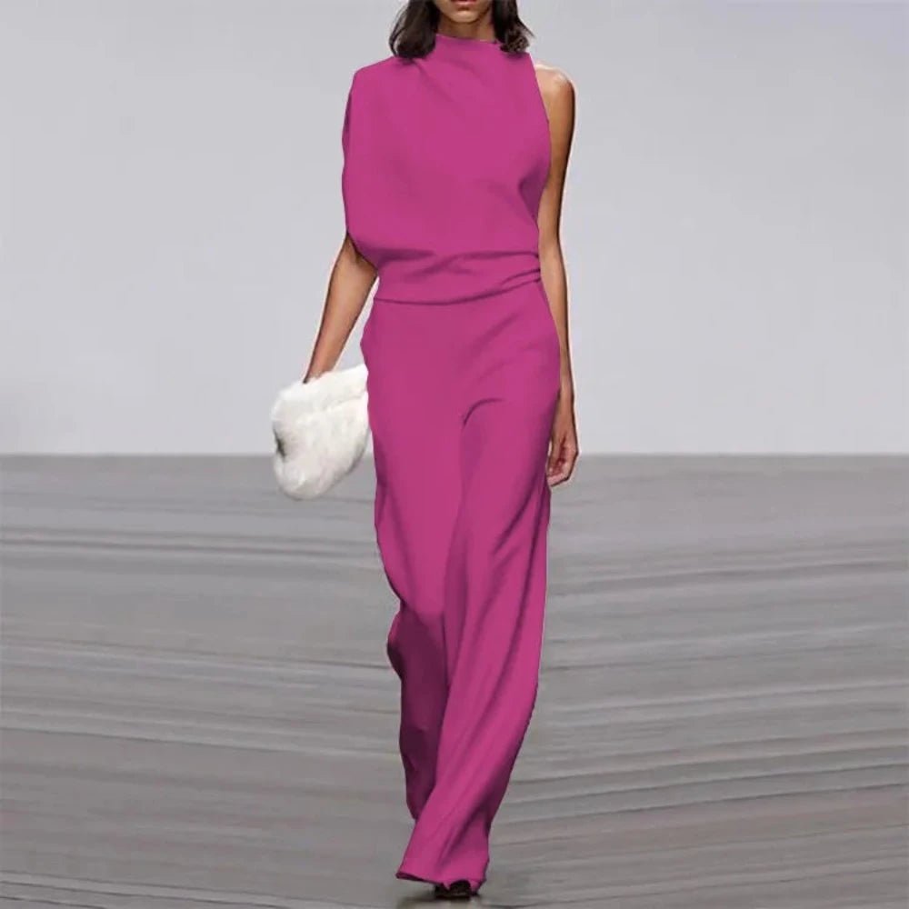 Wide Leg Romper Mid-Waist Jumpsuit - Necessary Clothing