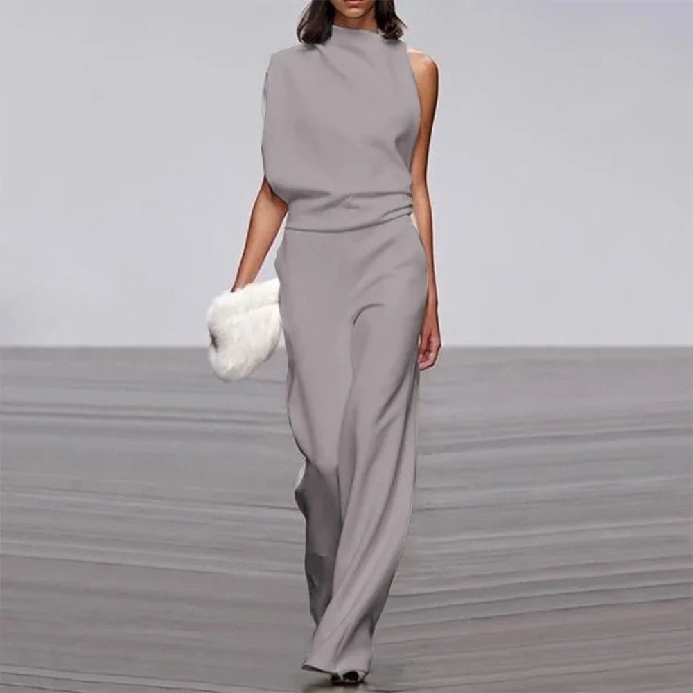 Wide Leg Romper Mid-Waist Jumpsuit - Necessary Clothing
