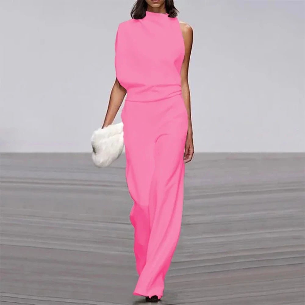 Wide Leg Romper Mid-Waist Jumpsuit - Necessary Clothing