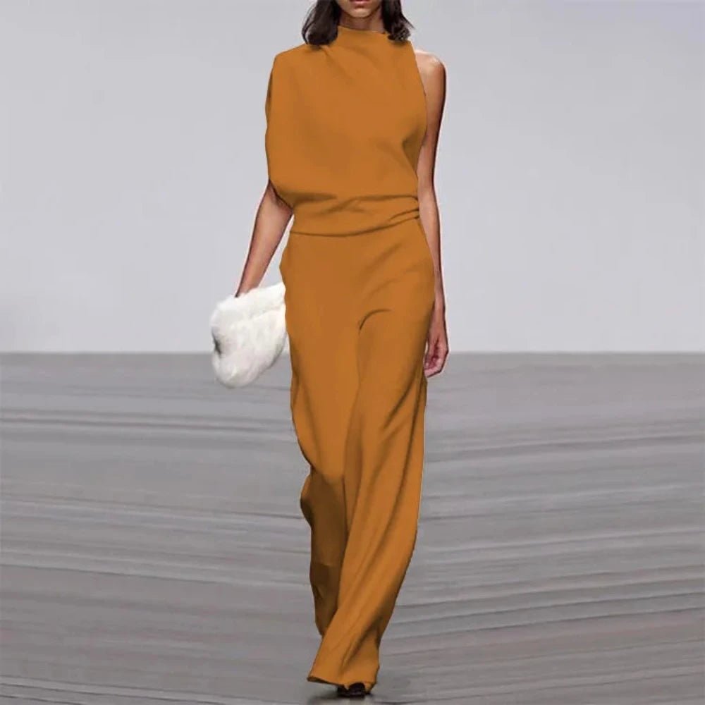 Wide Leg Romper Mid-Waist Jumpsuit - Necessary Clothing