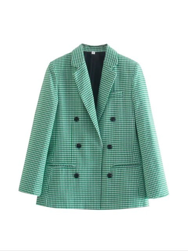 Plaid Slim Double Breasted Coat - Necessary Clothing Store