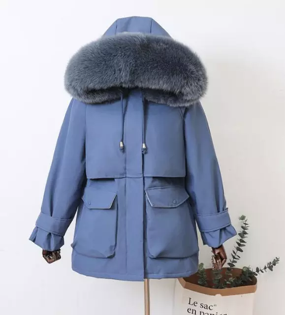 Natural Raccoon Fox Fur Hooded Down Coat Thick Warm Outerwear - Necessary Clothing Store