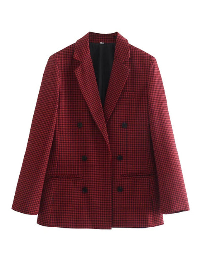 Plaid Slim Double Breasted Coat - Necessary Clothing Store