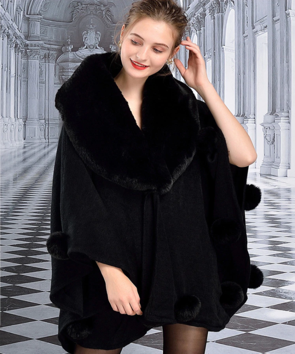 Cape Faux Rabbit Fur Poncho Сoat | Necessary Clothing