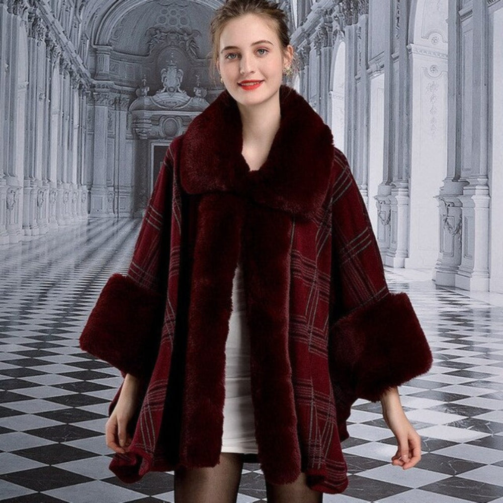 Cape Plaid Poncho Collar Shawl Thick Warm Coat | Necessary Clothing