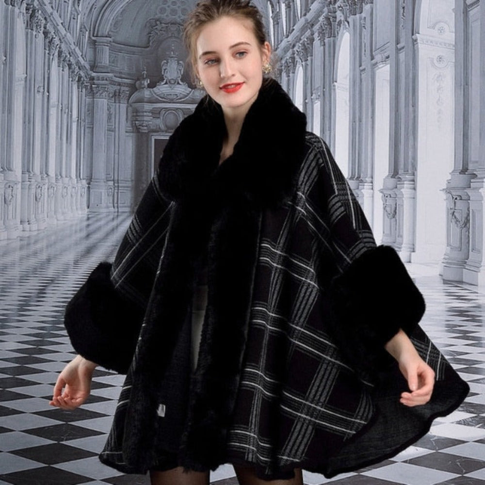 Cape Plaid Poncho Collar Shawl Thick Warm Coat | Necessary Clothing