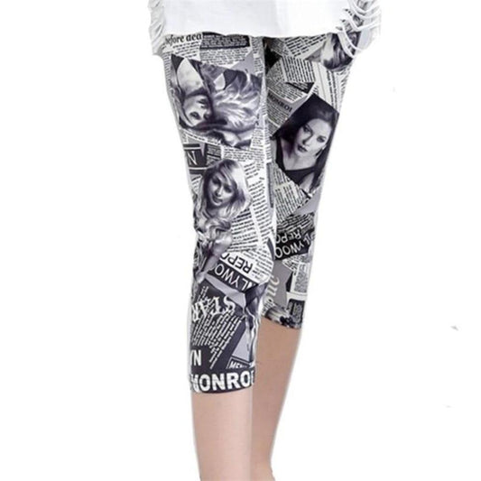 Elastic Waist Letter Stripe Short Leggings - Necessary Clothing Store