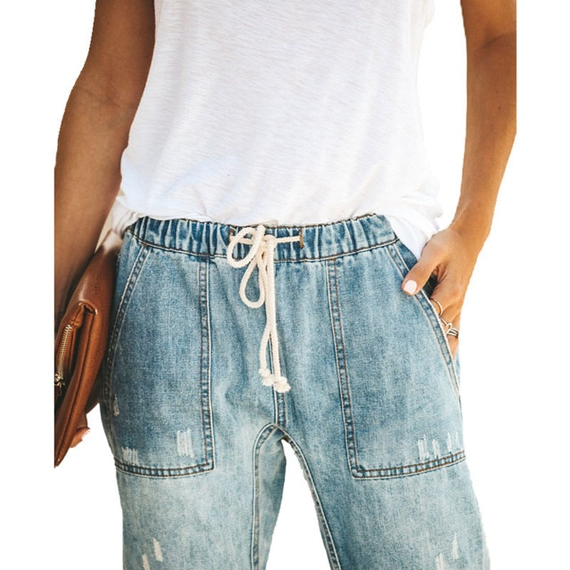 Mid Waist Boyfriend Ripped Jeans - Necessary Clothing Store