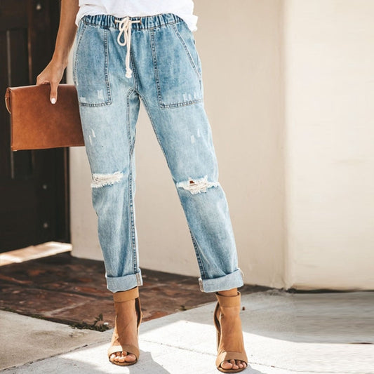 Mid Waist Boyfriend Ripped Jeans - Necessary Clothing Store