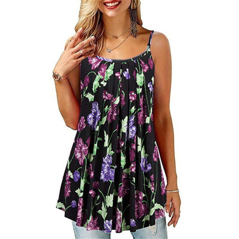 Floral Print Casual Loose Tank - Necessary Clothing Store