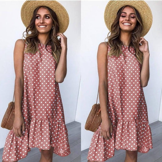 Polka Dot Chiffon Sleeveless Mini Dress - Necessary Clothing Store