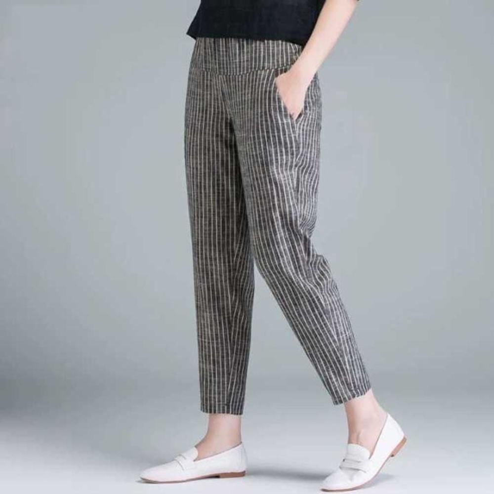 Elegant High Waist Cotton Pants - Necessary Clothing Store