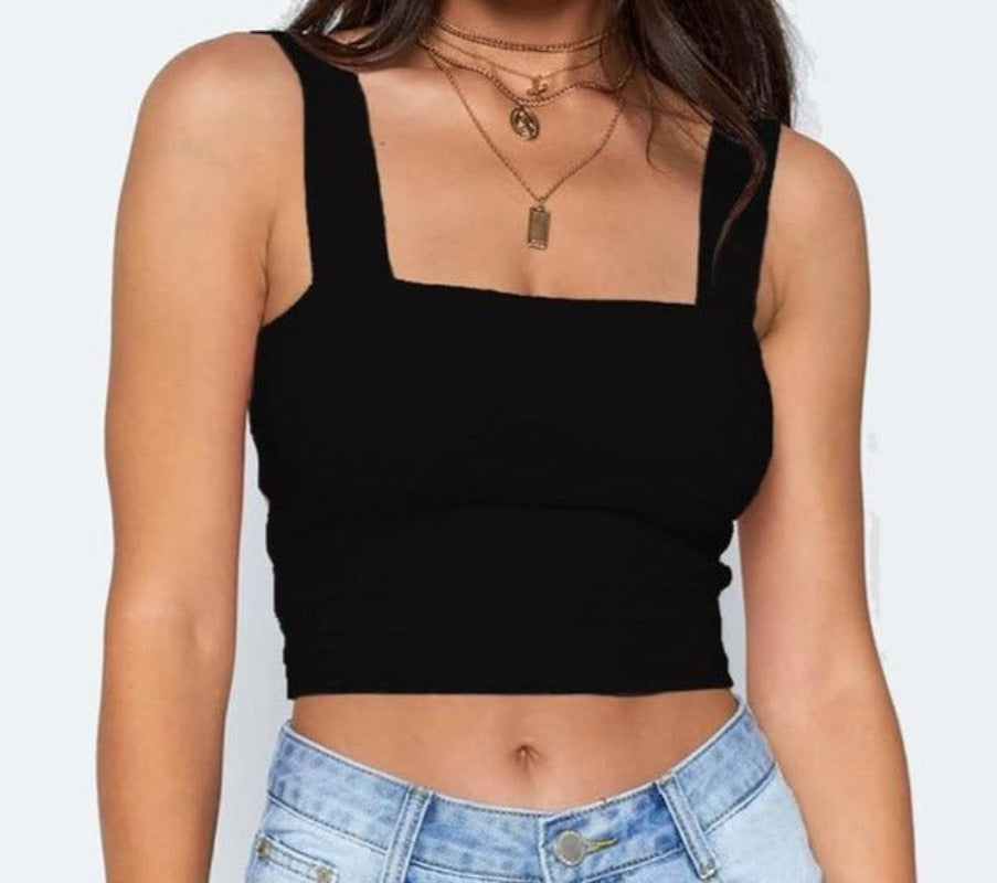 Square Neck Sleeveless Casual Basic Tank Shirt - Necessary Clothing Store