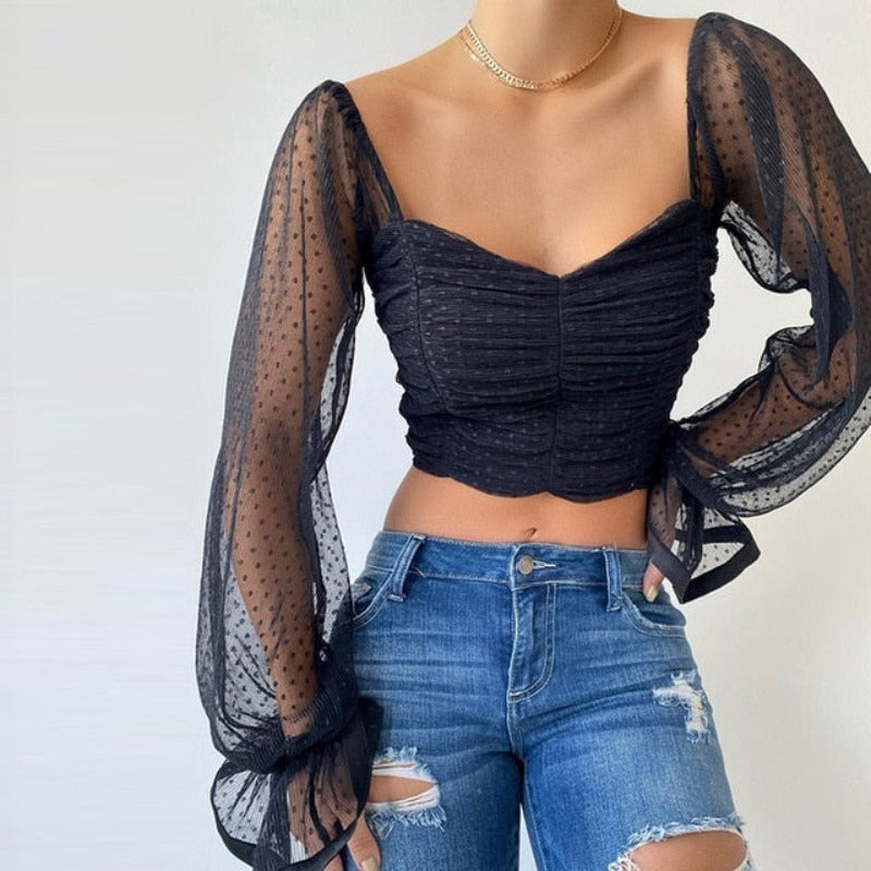 Blouse  Sweetheart Neckline Vintage - Necessary Clothing Store